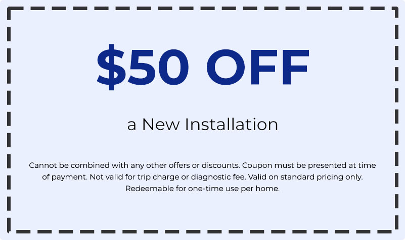  off coupon for new plumbing installation, terms and conditions included, promoting savings on Patriot Plumbing Service.